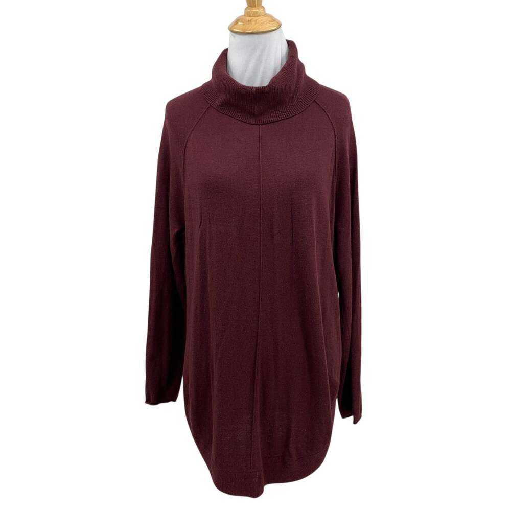 Caslon Sweater Womens S Small Burgundy Wool Blend Turtleneck Oversized Tunic